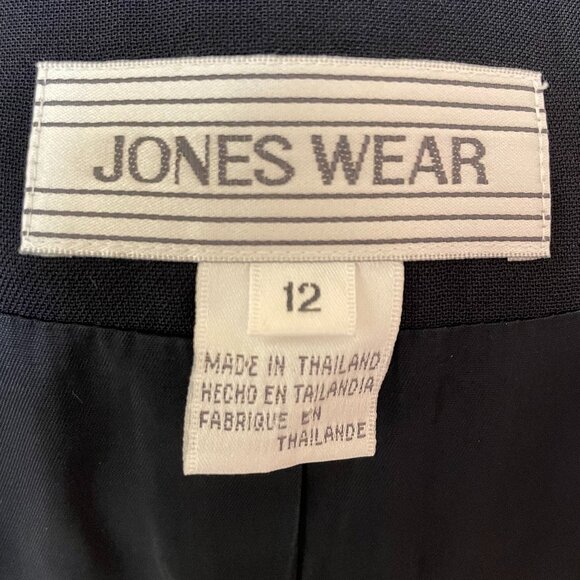 JONES WEAR NAVY SUIT WITH SHEATH DRESS AND DOUBLE BREASTED JACKET, SIZE 12 - Picture 5 of 15